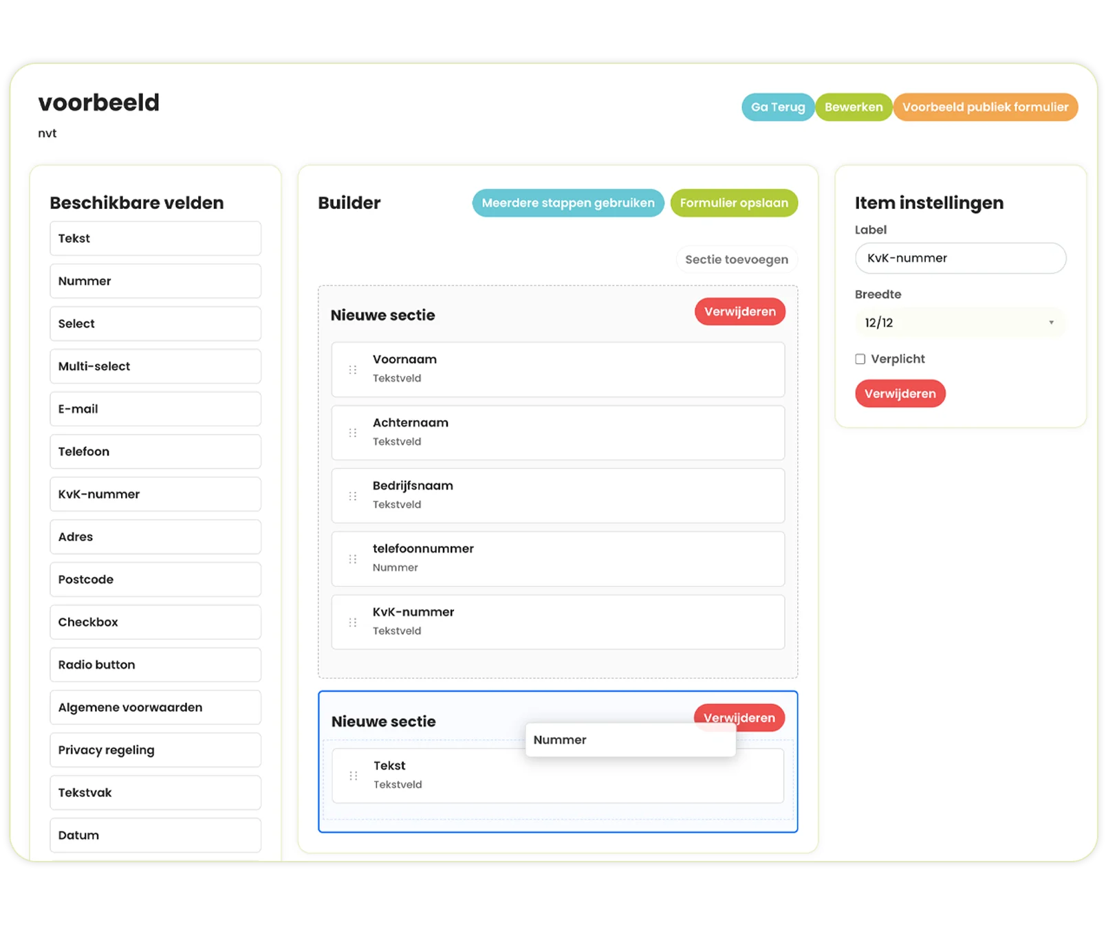SolvCRM+ formulier builder